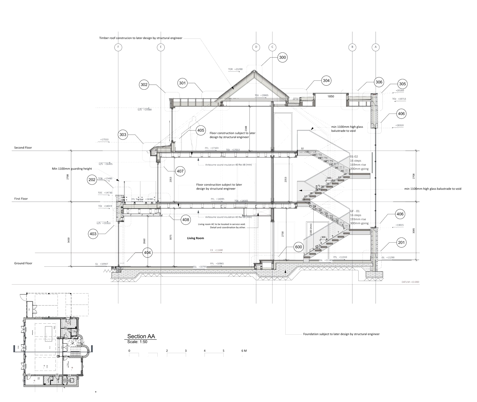 Technical stage section drawing